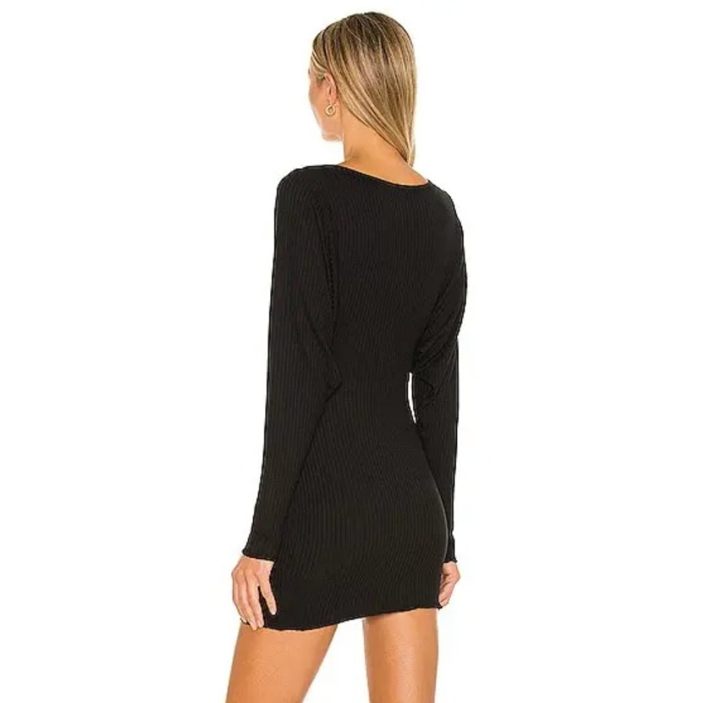 Lovers and Friends Black Ribbed Knit Dolman Sleeve Mini Dress Size S Made in USA - Picture 3 of 11